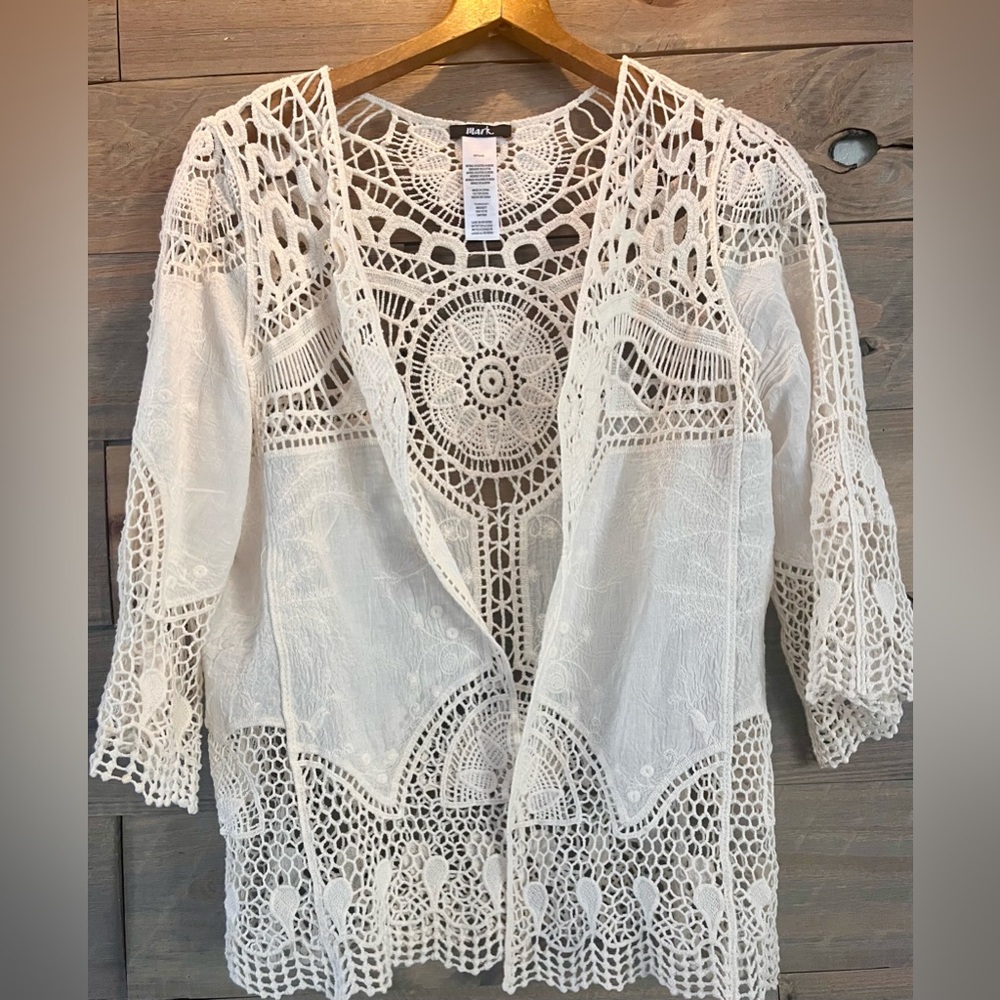 CROCHET COTTAGE CORE LAYERING COASTAL COWGIRL OPEN FRONT TOP